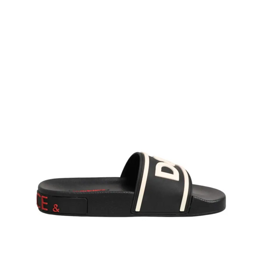 Dolce & Gabbana Black Rubber Slides Sandals Beachwear Shoes - EU35/US4.5