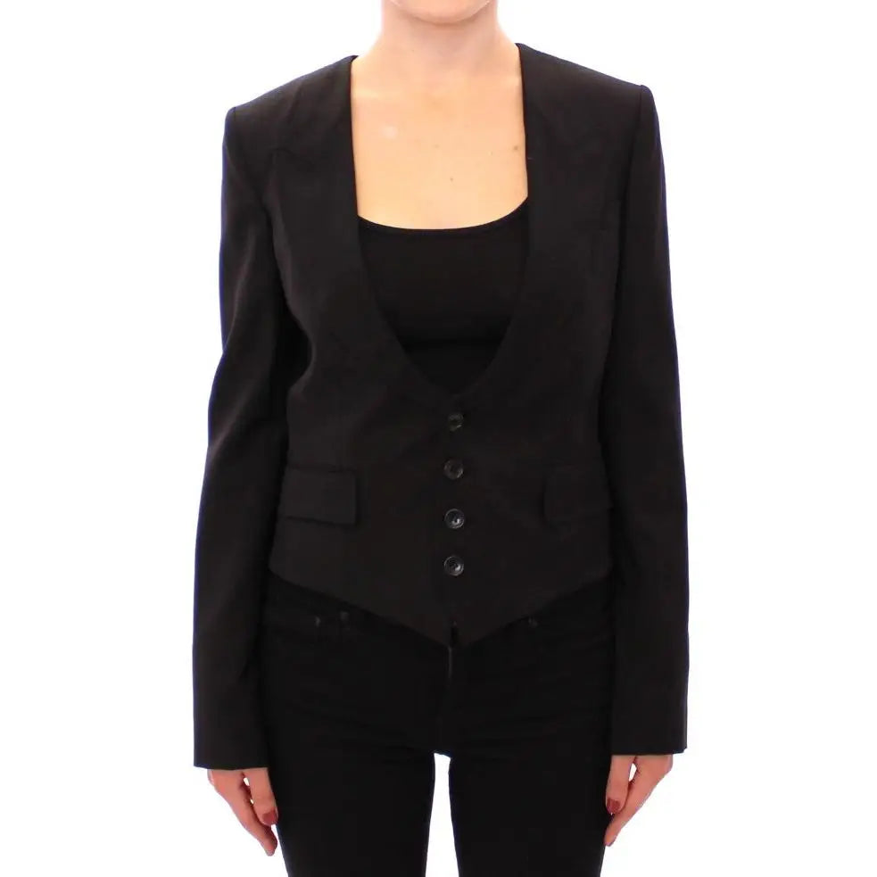 Dolce & Gabbana Black Silk Scarf Back Blazer Jacket