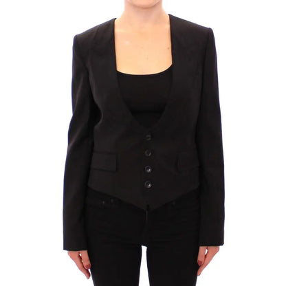 Dolce & Gabbana Black Silk Scarf Back Blazer Jacket