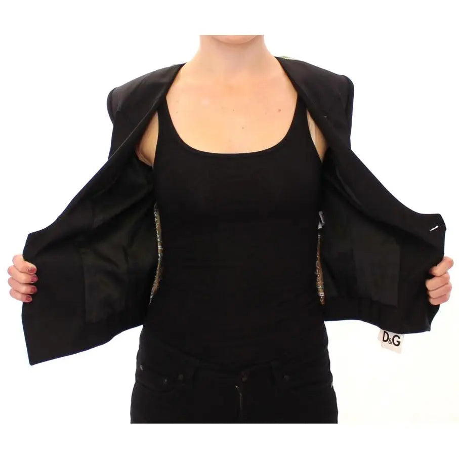 Dolce & Gabbana Black Silk Scarf Back Blazer Jacket