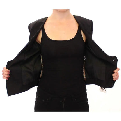 Dolce & Gabbana Black Silk Scarf Back Blazer Jacket