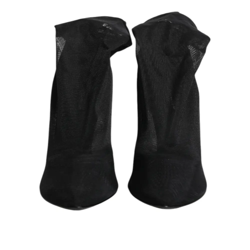 Dolce & Gabbana Black Silk Stretch Mesh Sock Boots Shoes - Støvler