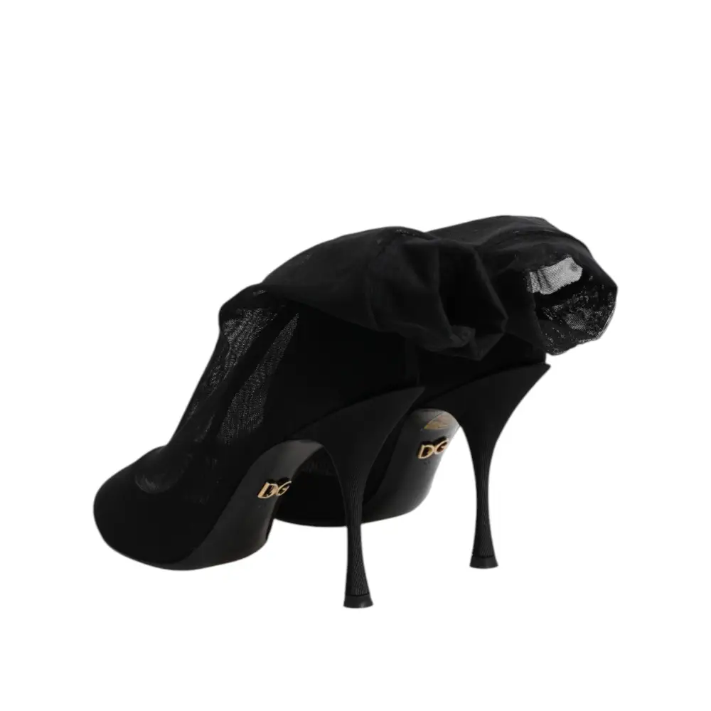 Dolce & Gabbana Black Silk Stretch Mesh Sock Boots Shoes - Støvler
