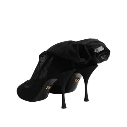 Dolce & Gabbana Black Silk Stretch Mesh Sock Boots Shoes - Støvler