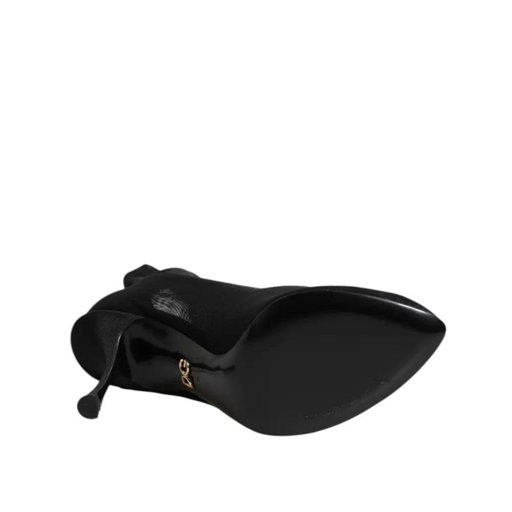 Dolce & Gabbana Black Silk Stretch Mesh Sock Boots Shoes - Støvler