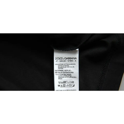Dolce & Gabbana Black Silver Chain Short Sleeve T-shirt