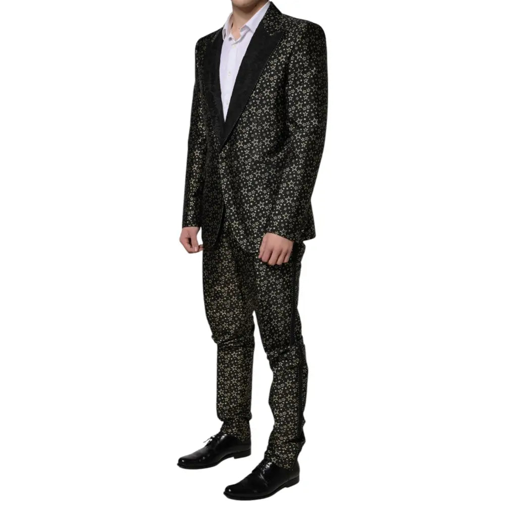 Dolce & Gabbana Black Stars Jacquard SICILIA 2 Piece Suit