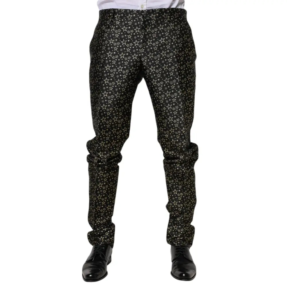 Dolce & Gabbana Black Stars Jacquard SICILIA 2 Piece Suit