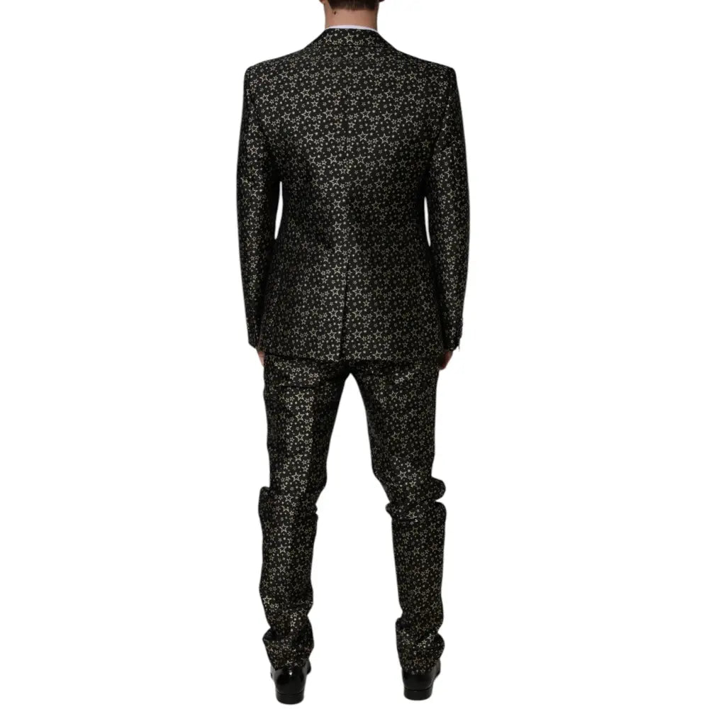 Dolce & Gabbana Black Stars Jacquard SICILIA 2 Piece Suit