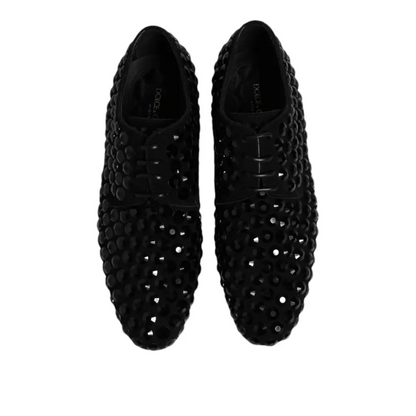 Dolce & Gabbana gabbana black suede strass suede strass derby med perforeret overdel