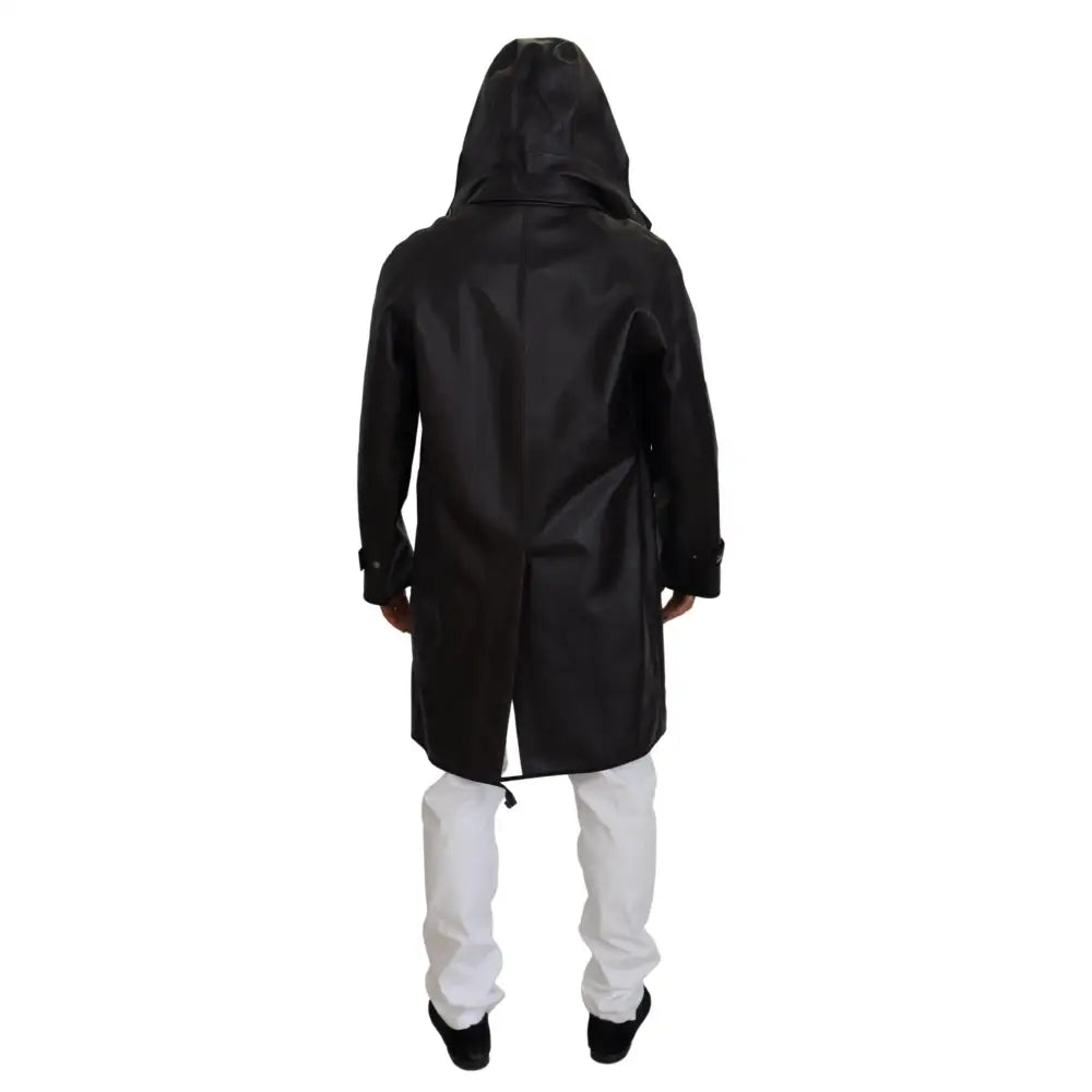 Dolce & Gabbana Black Trench Hooded Parka Cotton Jacket