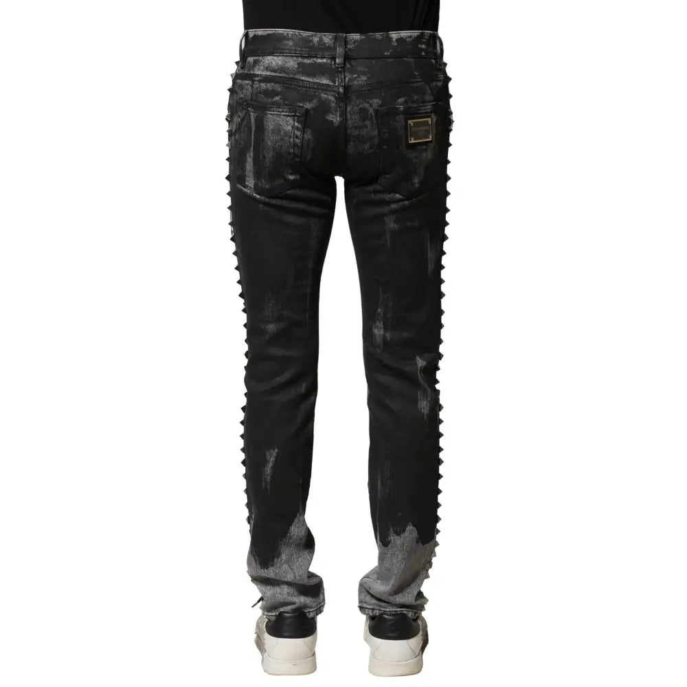 Dolce & Gabbana Black Washed Embellished Skinny Denim Jeans