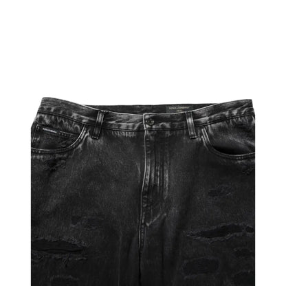 Dolce & Gabbana Black Washed Ripped Loose Cotton Denim Jeans