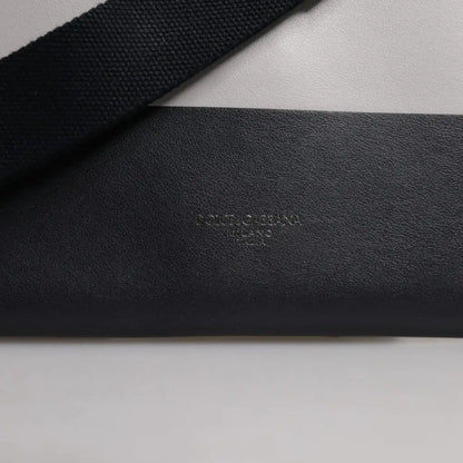 Dolce & Gabbana Black White Leather Logo Embossed Crossbody Bag