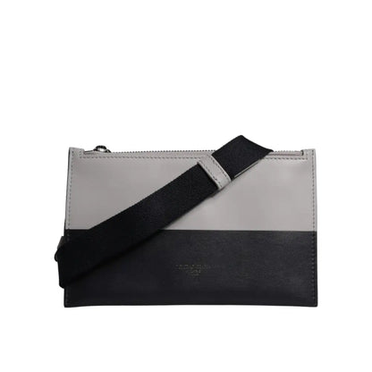 Dolce & Gabbana Black White Leather Logo Embossed Crossbody Bag