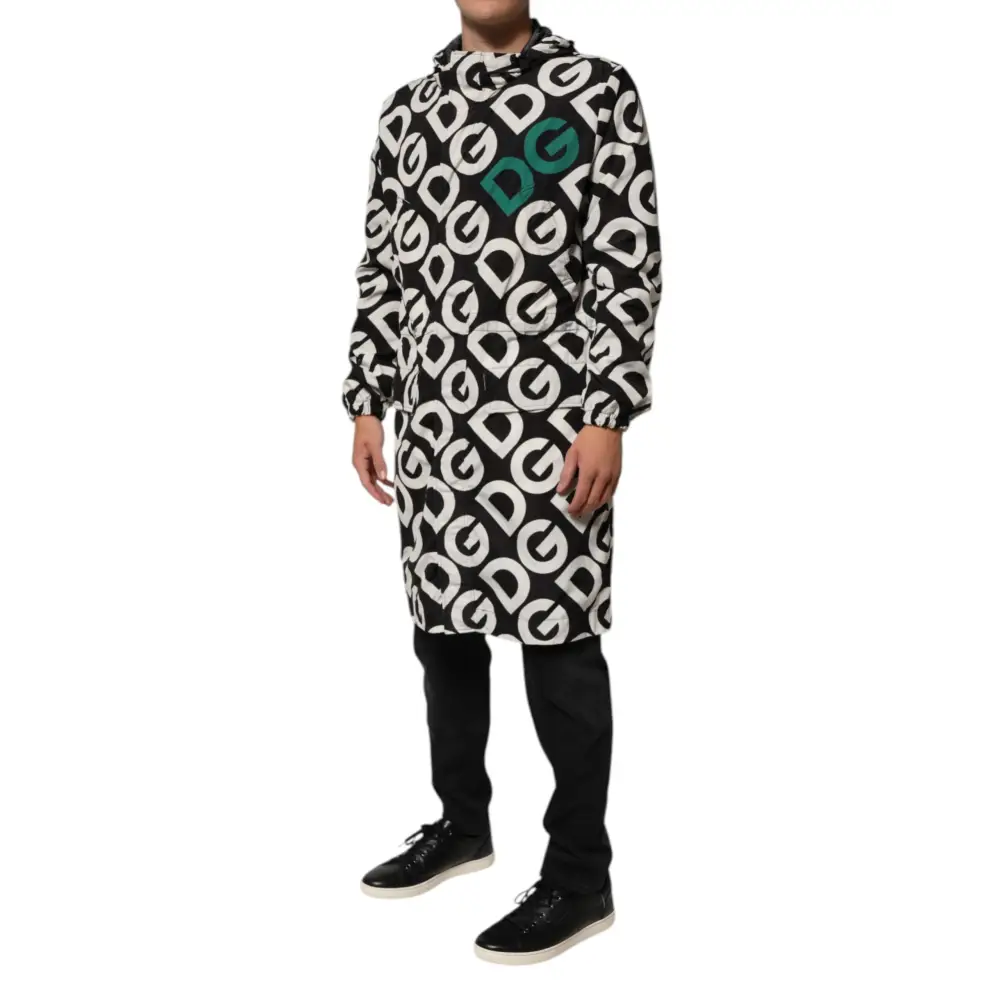 Dolce & Gabbana gabbana black white logo-print hooded coat bagside