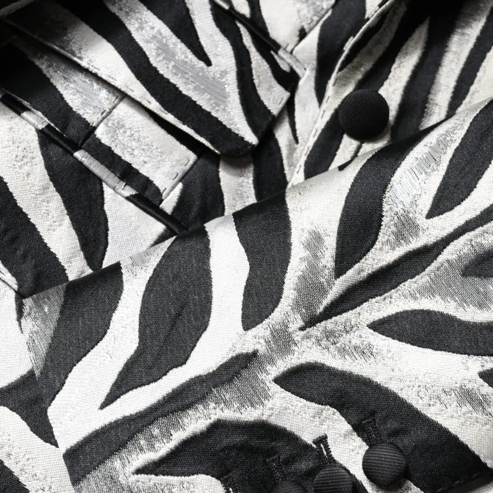 Dolce & Gabbana Black White Polyester Women Blazer Jacket