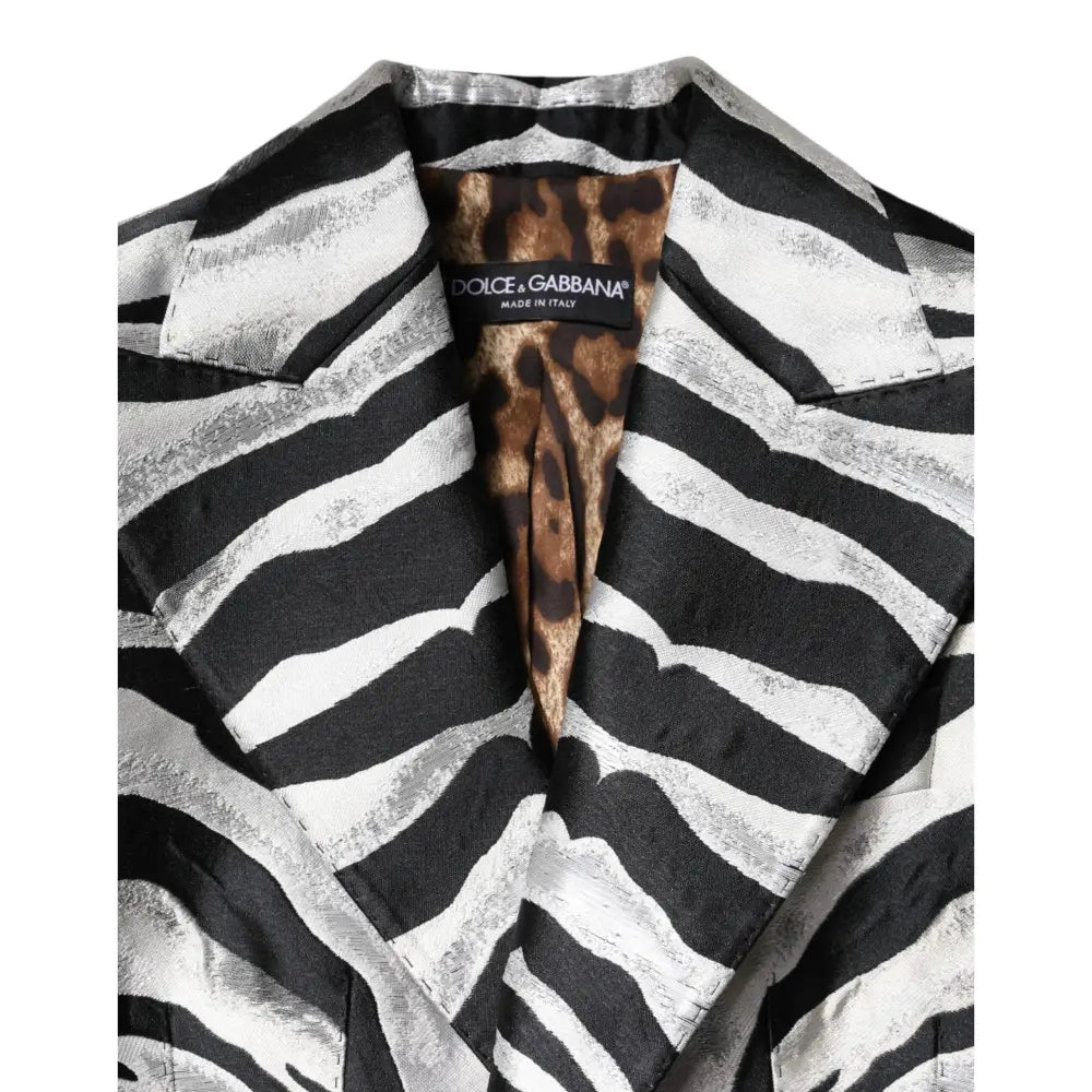 Dolce & Gabbana Black White Polyester Women Blazer Jacket