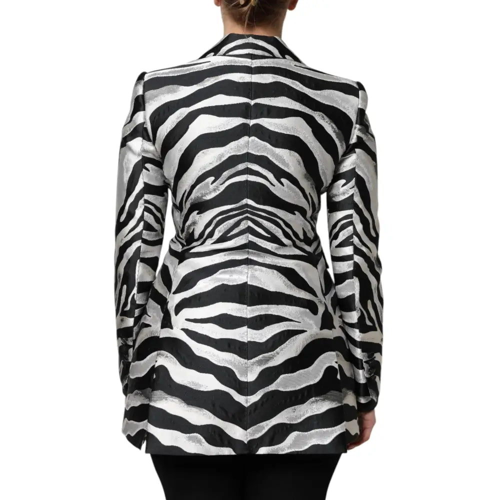 Dolce & Gabbana Black White Polyester Women Blazer Jacket