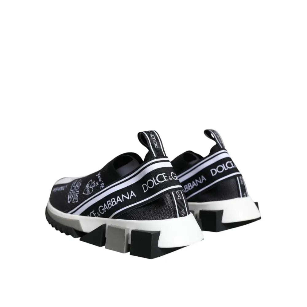 Dolce & Gabbana Black White Sorrento Low Top Sneakers Shoes