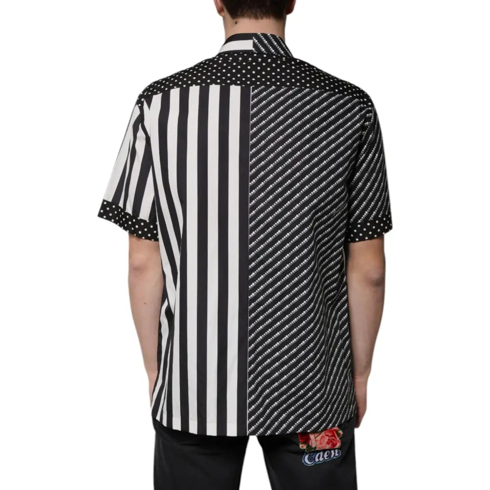 Dolce & Gabbana Black White Striped Button Down Casual Shirt