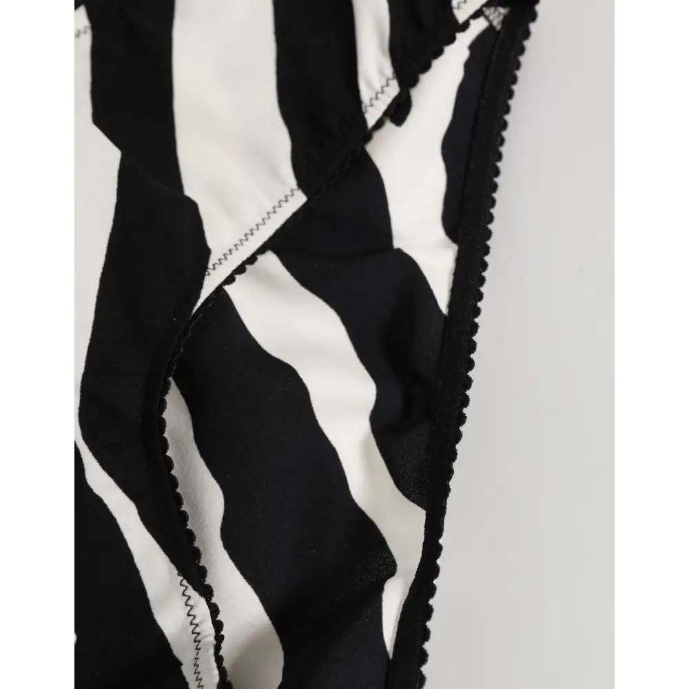 Dolce & Gabbana black white zebra print slip briefs with striped scalloped edge