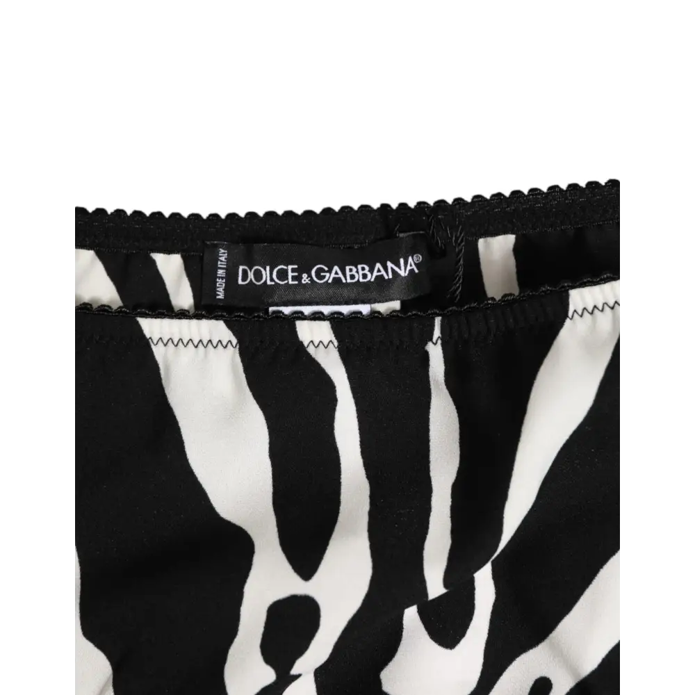 Dolce & Gabbana black white zebra print slip briefs with scalloped waistband