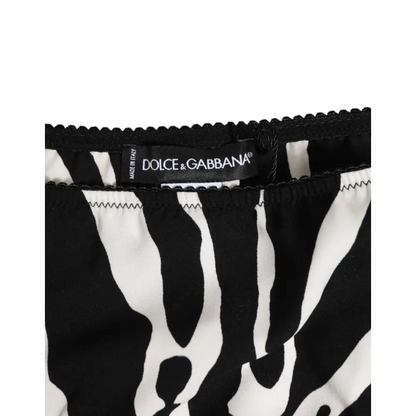 Dolce & Gabbana black white zebra print slip briefs with scalloped waistband