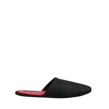 Dolce & Gabbana sorte suede mules med rød quiltet indersål, 100% originale brands