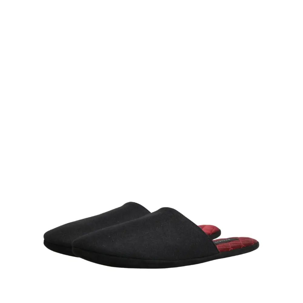 Dolce & Gabbana sorte suede mules med rød quiltet foring, spar 30-70%