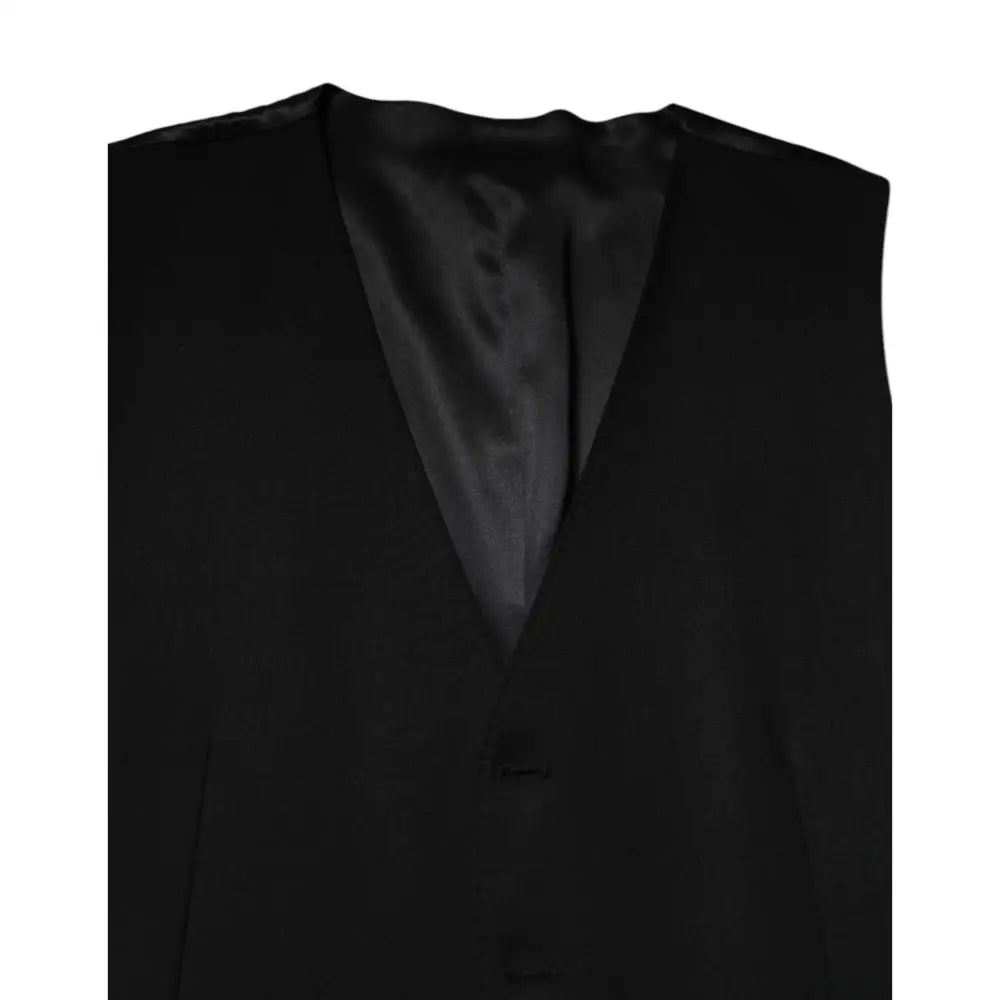 Dolce & Gabbana Black Wool Dress Formal Men Waistcoat Vest