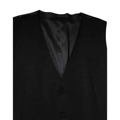 Dolce & Gabbana Black Wool Dress Formal Men Waistcoat Vest