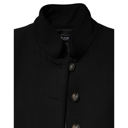 Dolce & Gabbana Black Wool Single Breasted Trench Coat Jacket