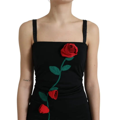 Dolce & Gabbana stropløse kjole med rød rose broderi, 100% originale brands