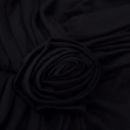 Dolce & Gabbana Black Wrap Sheath One Shoulder Wool Dress