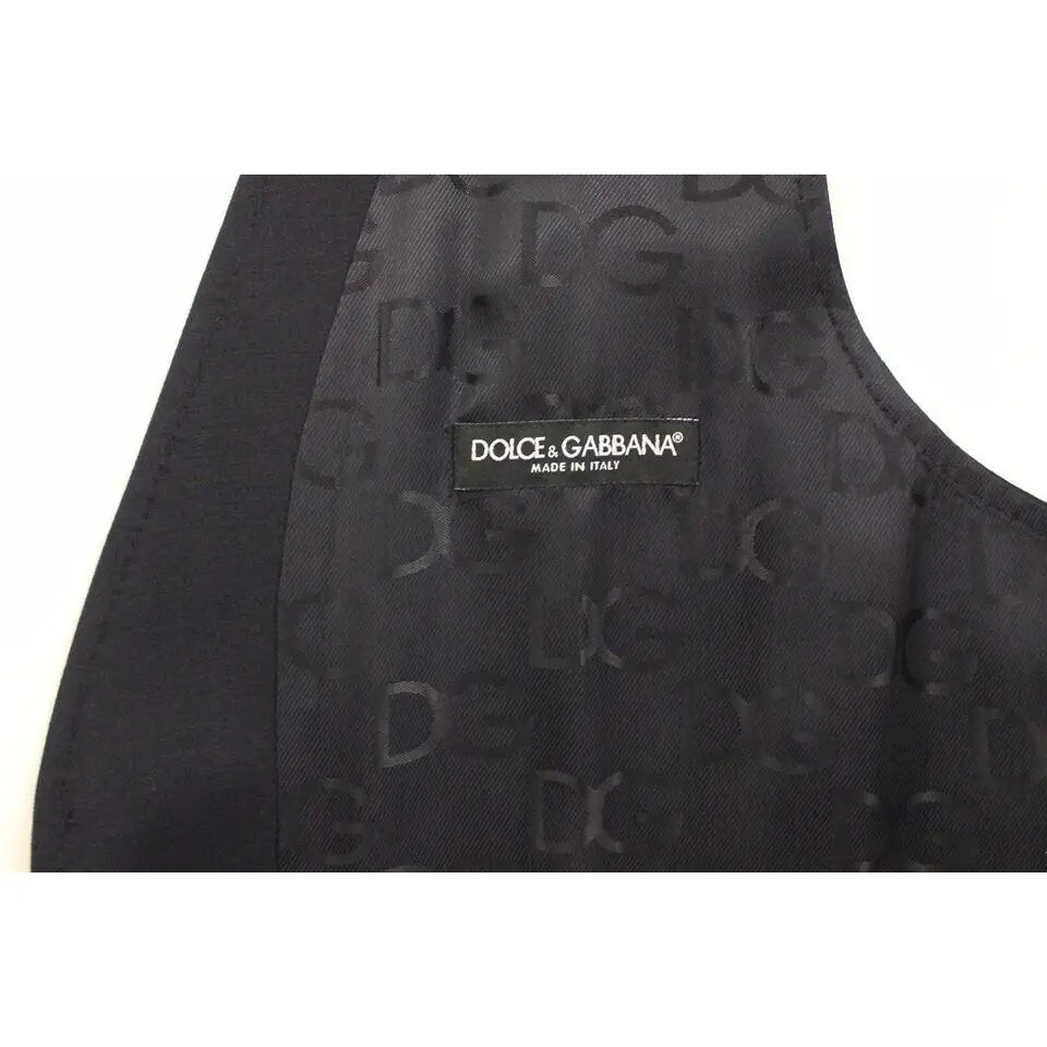 Dolce & Gabbana Blue Cotton Stretch Dress Vest Blazer