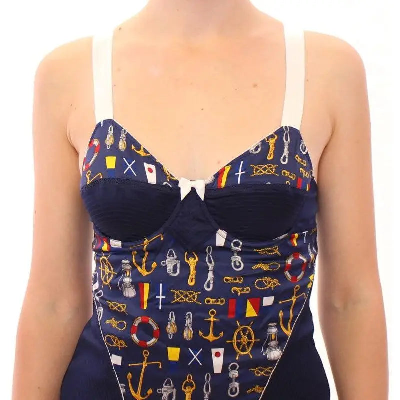 Dolce & Gabbana Blue Sailor Motif Stretch Tank Top
