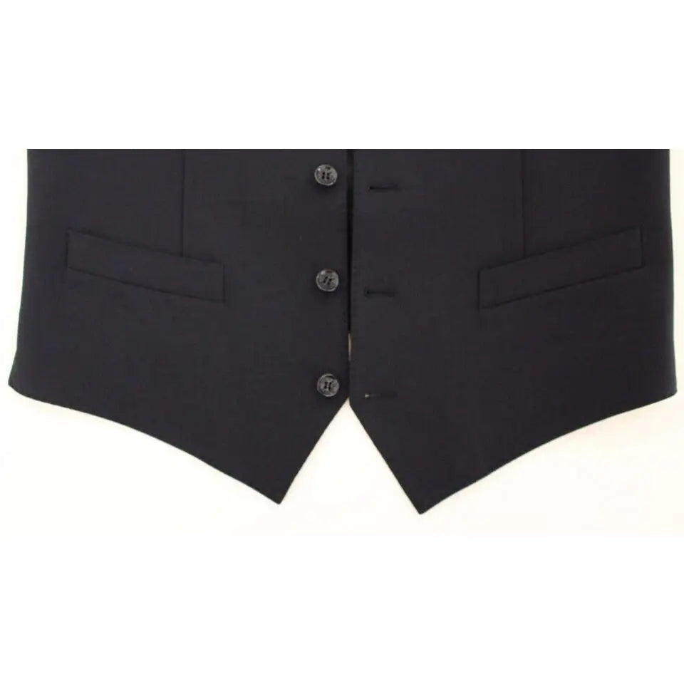 Dolce & Gabbana Blue Wool Formal Dress Vest Gilet