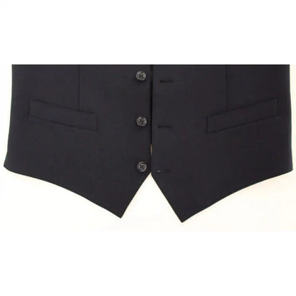 Dolce & Gabbana Blue Wool Formal Dress Vest Gilet