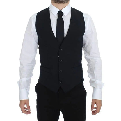 Dolce & Gabbana Blue Wool Formal Dress Vest Gilet