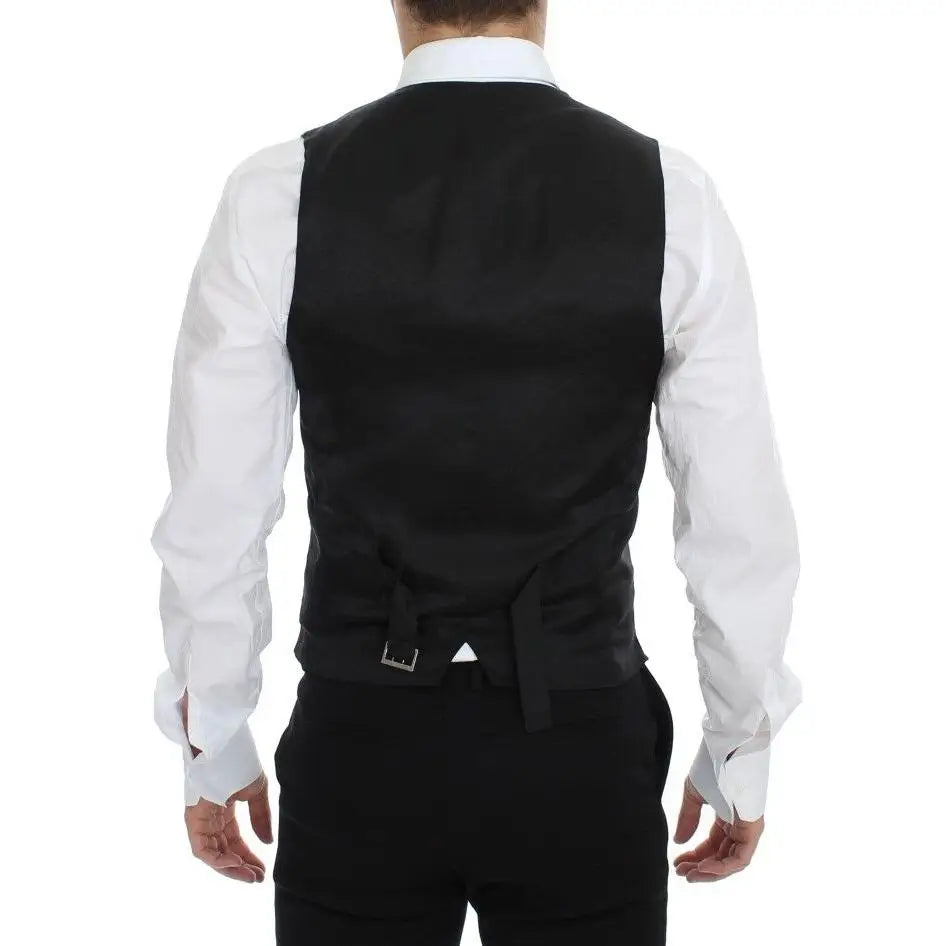 Dolce & Gabbana Blue Wool Formal Dress Vest Gilet