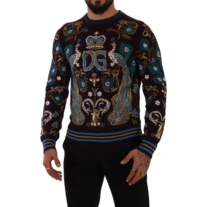 Dolce & Gabbana Bordeaux Cashmere DG Crown Embroidered Sweater