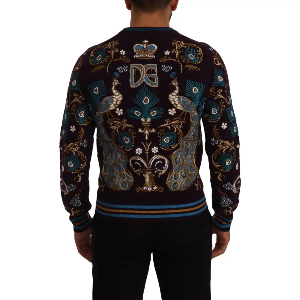 Dolce & Gabbana Bordeaux Cashmere DG Crown Embroidered Sweater