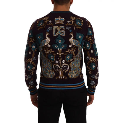 Dolce & Gabbana Bordeaux Cashmere DG Crown Embroidered Sweater