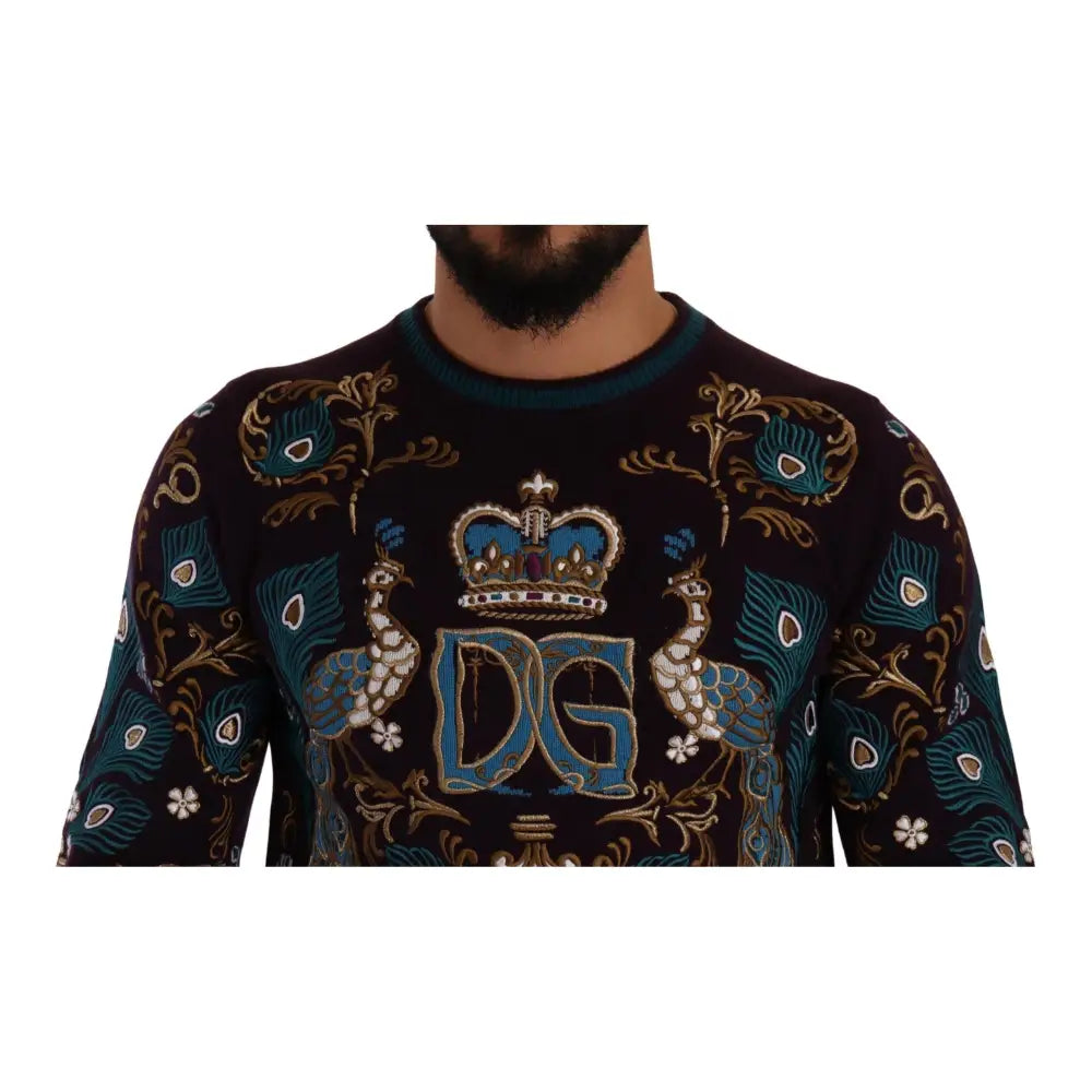 Dolce & Gabbana Bordeaux Cashmere DG Crown Embroidered Sweater