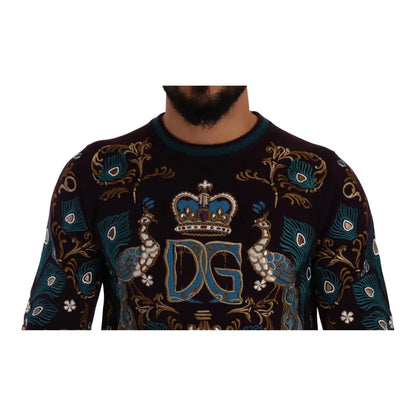 Dolce & Gabbana Bordeaux Cashmere DG Crown Embroidered Sweater