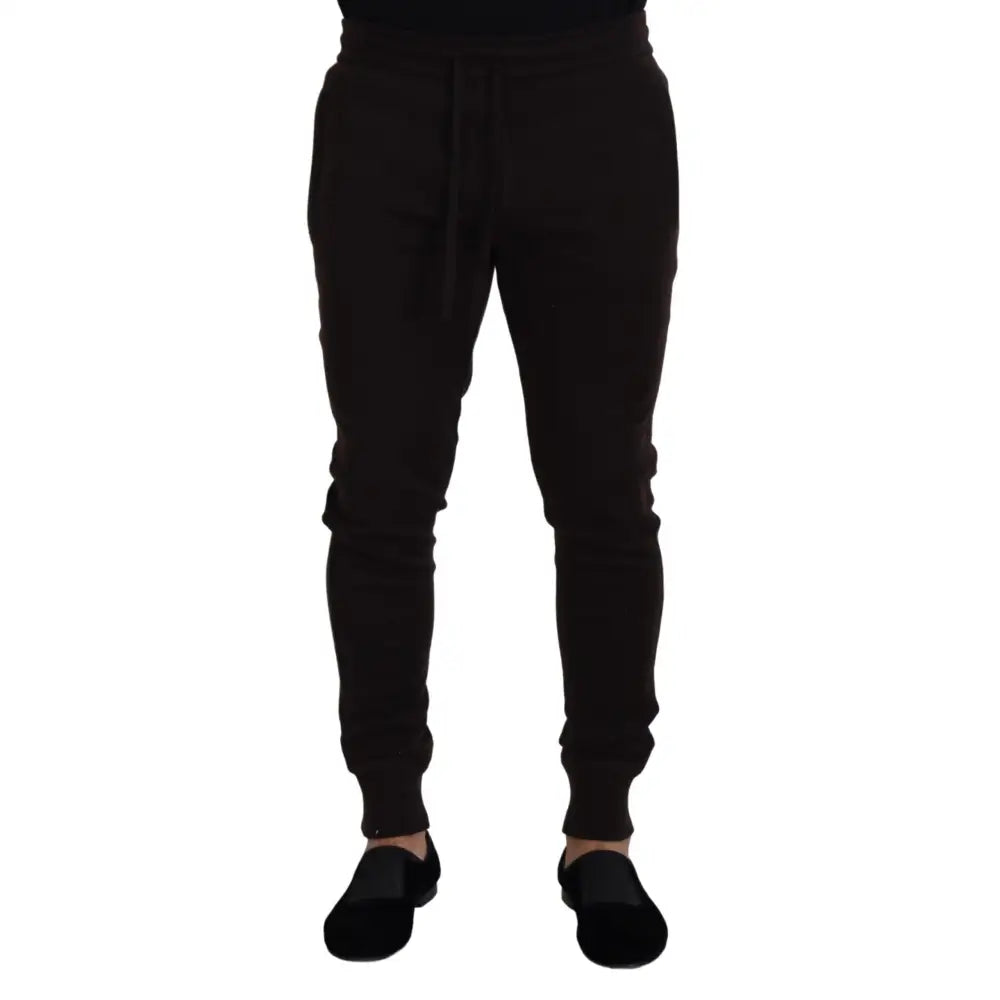 Dolce & Gabbana Brown Cashmere Trousers Bottoms Drawstring Pants