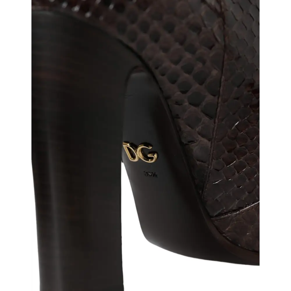 Dolce & Gabbana Brown Exotic Leather Heels High Boots Shoes