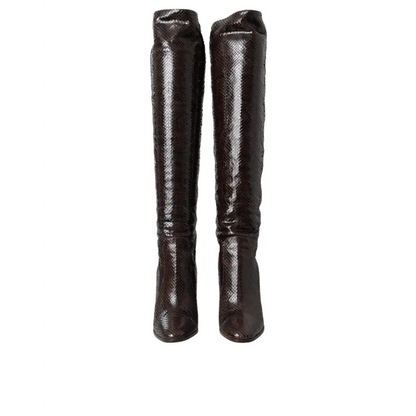 Dolce & Gabbana Brown Exotic Leather Heels High Boots Shoes
