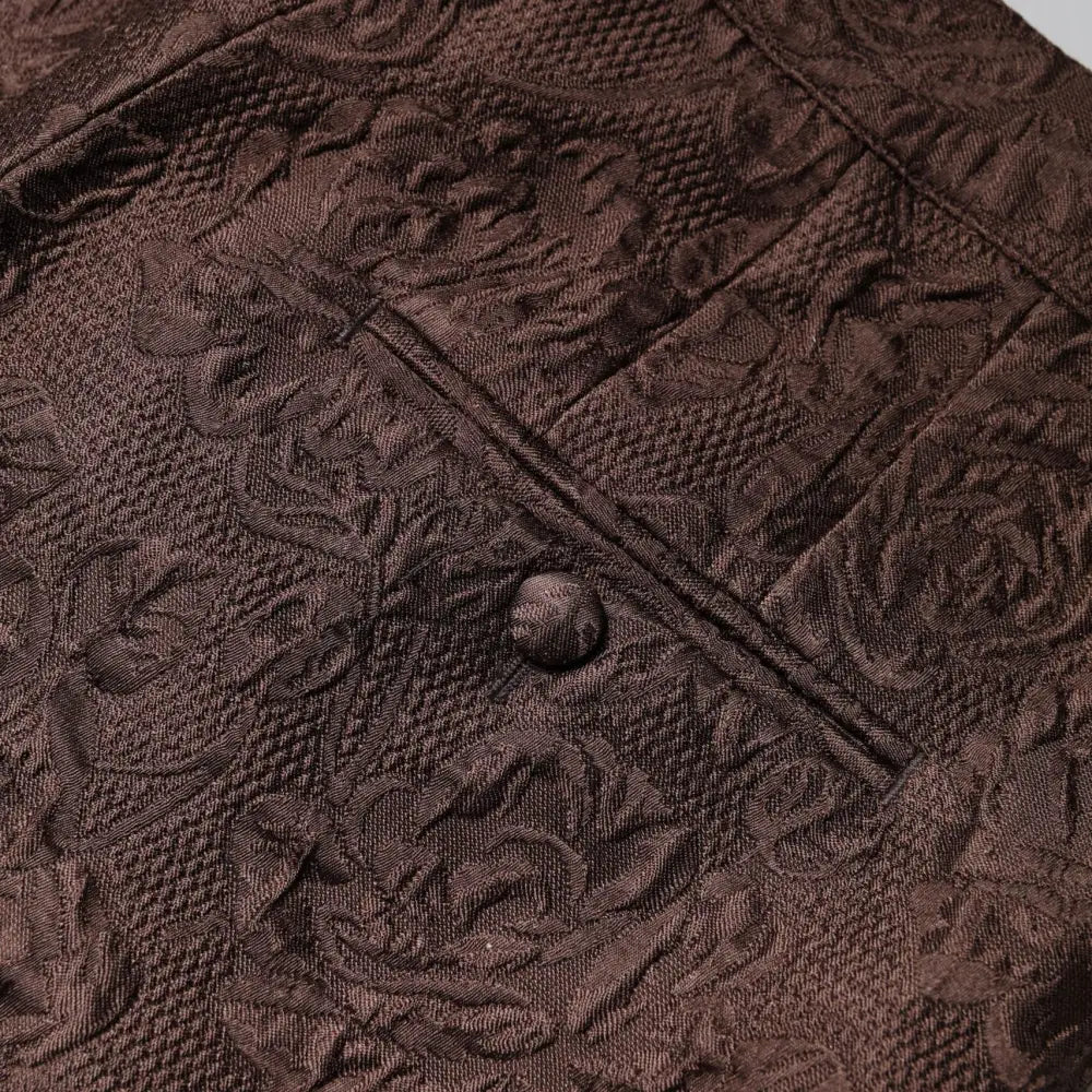 Dolce & Gabbana Brown Floral Brocade Mid Waist Mini Short